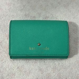 Kate Spade small flap compact card holder in turquoise